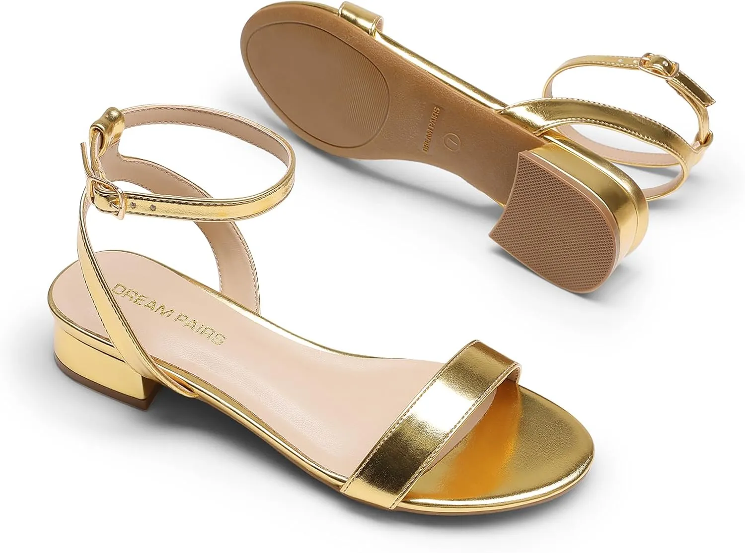 DREAM PAIRS Women Black White Nude Clear Sandals Low Heel Dressy Sandals Ankle Strap Open Toe Chunky Block Heeled Summer Classic Comfortable Flat Shoes