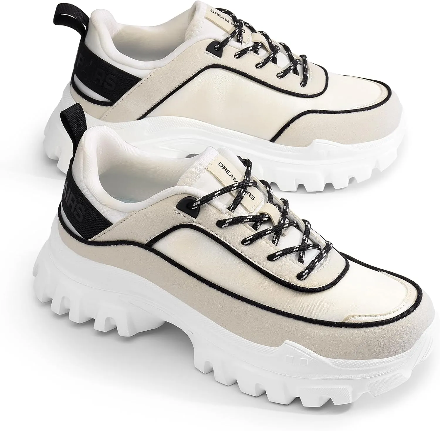 DREAM PAIRS Women Platform Chunky Fashion Sneakers Walking Lace-Up Comfortable Sport Stylish Lightweight Classic Casual Work Tennis Shoes