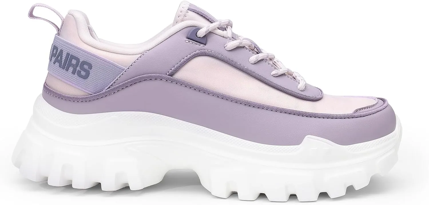 DREAM PAIRS Women Platform Chunky Fashion Sneakers Walking Lace-Up Comfortable Sport Stylish Lightweight Classic Casual Work Tennis Shoes