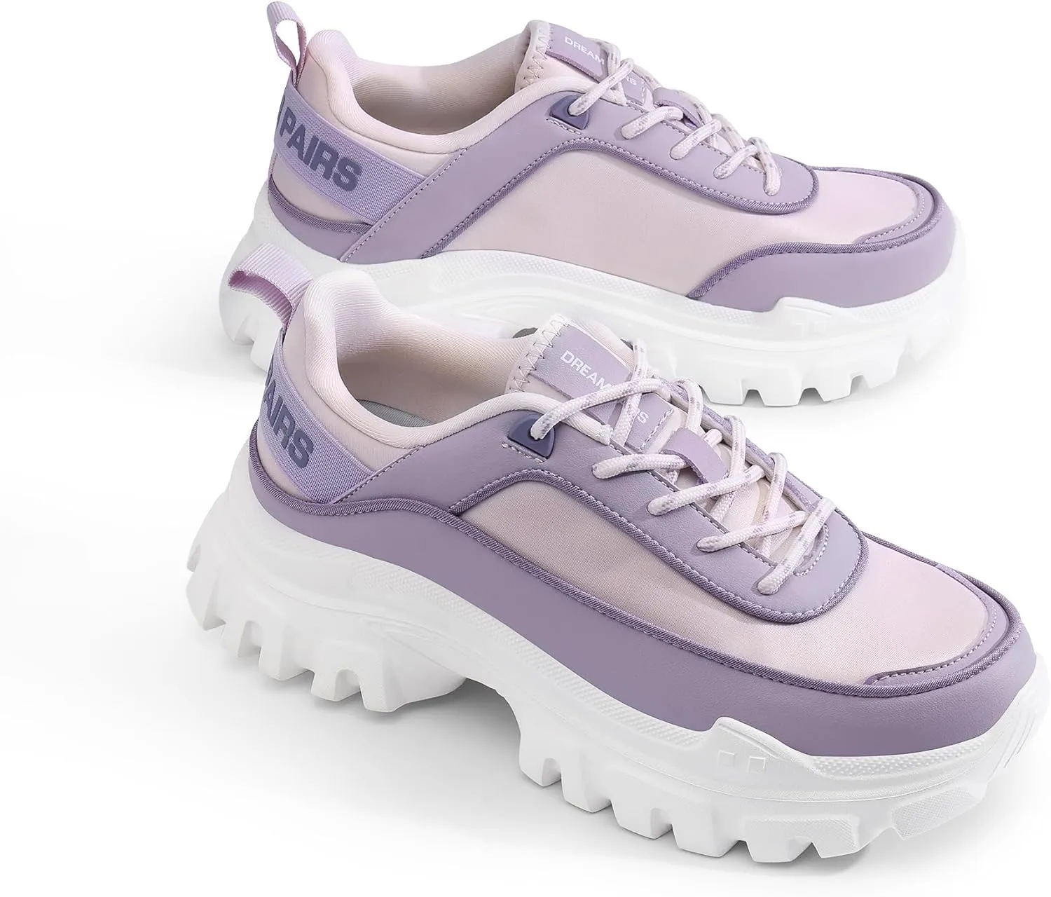DREAM PAIRS Women Platform Chunky Fashion Sneakers Walking Lace-Up Comfortable Sport Stylish Lightweight Classic Casual Work Tennis Shoes