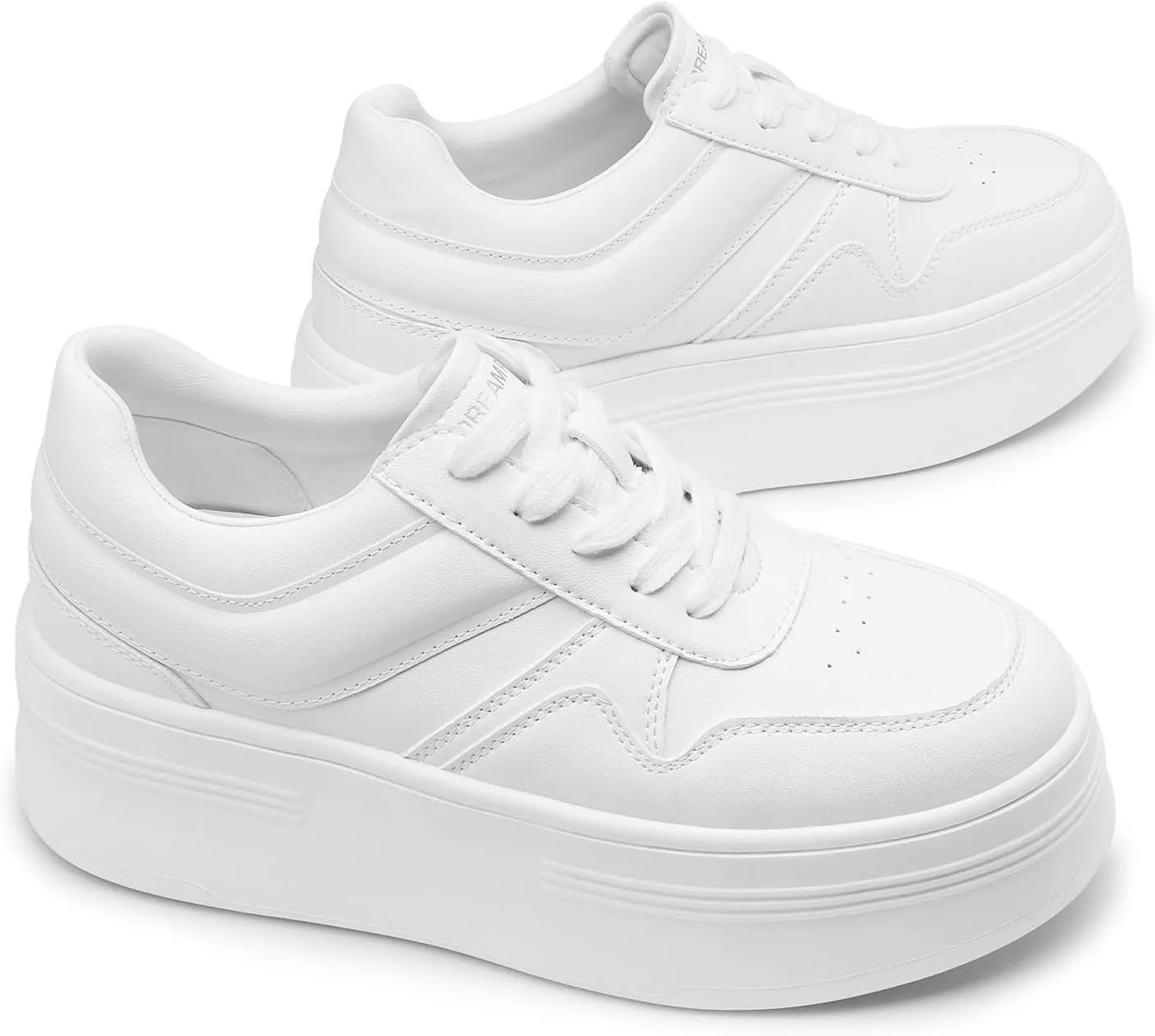 DREAM PAIRS Women Platform High Heel Fashion Sneakers Walking Lace Up Lightweight Stylish Classic Casual Sneaker.