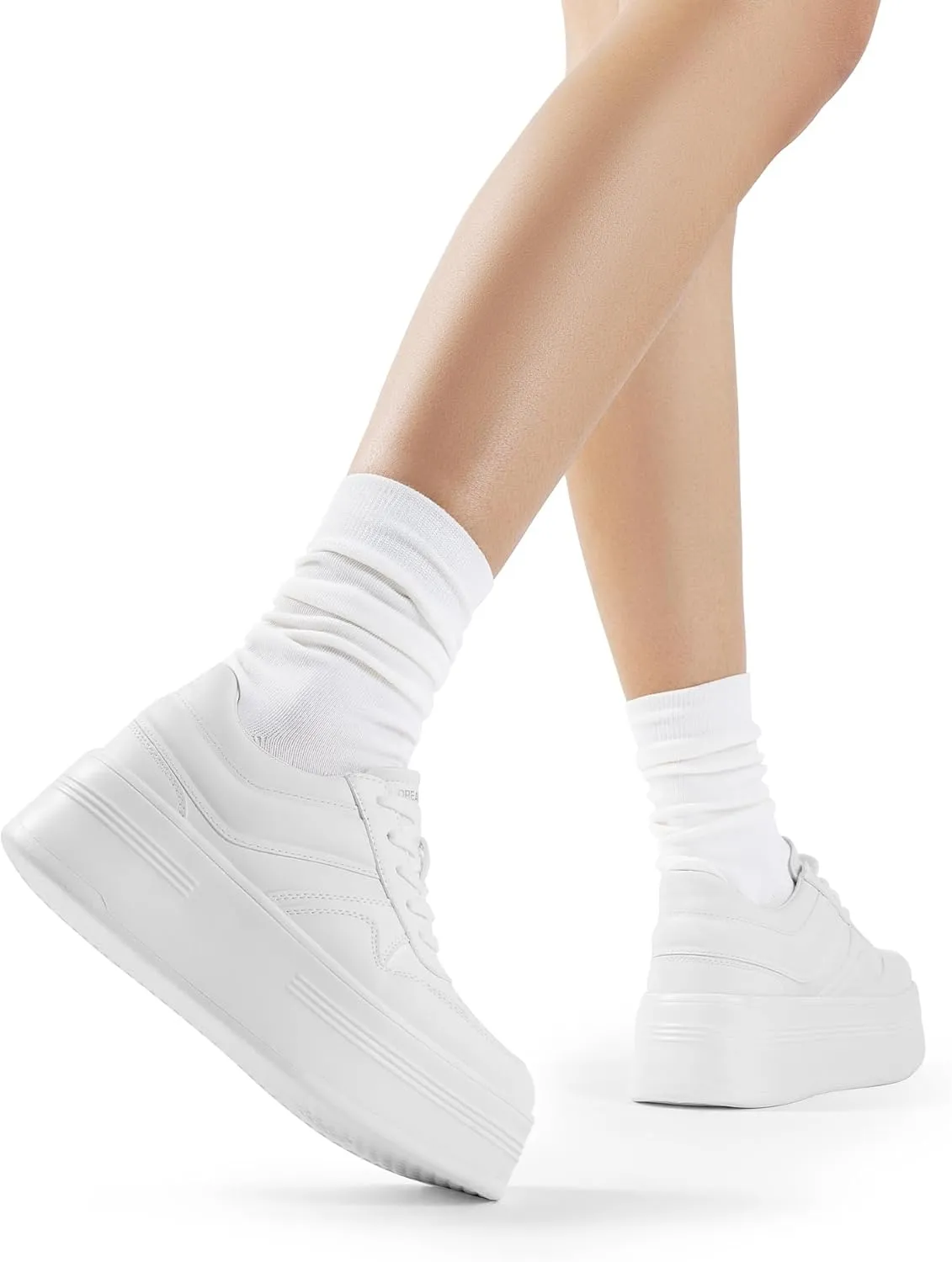 DREAM PAIRS Women Platform High Heel Fashion Sneakers Walking Lace Up Lightweight Stylish Classic Casual Sneaker.