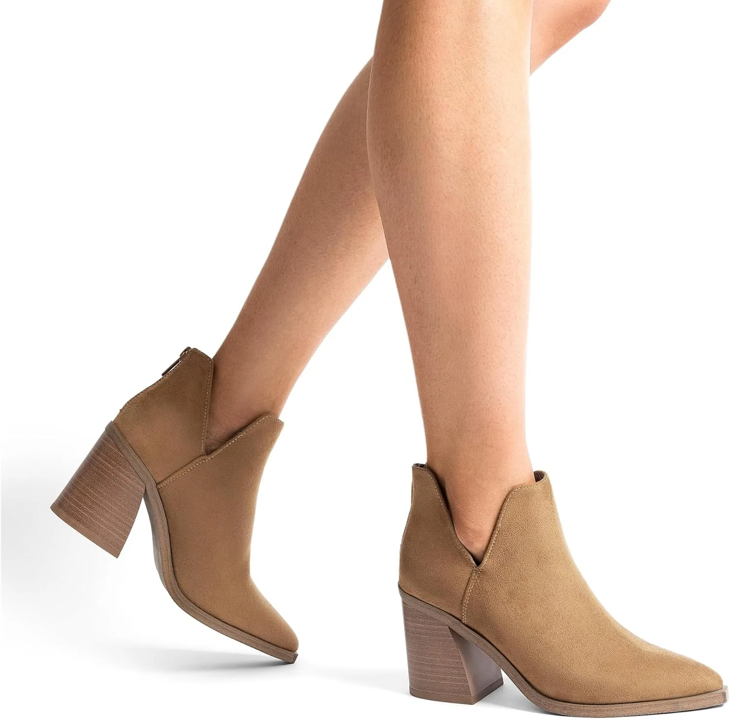 DREAM PAIRS Women's Ankle Boots Chunky Heel Pointed Toe Short Booties Shoes