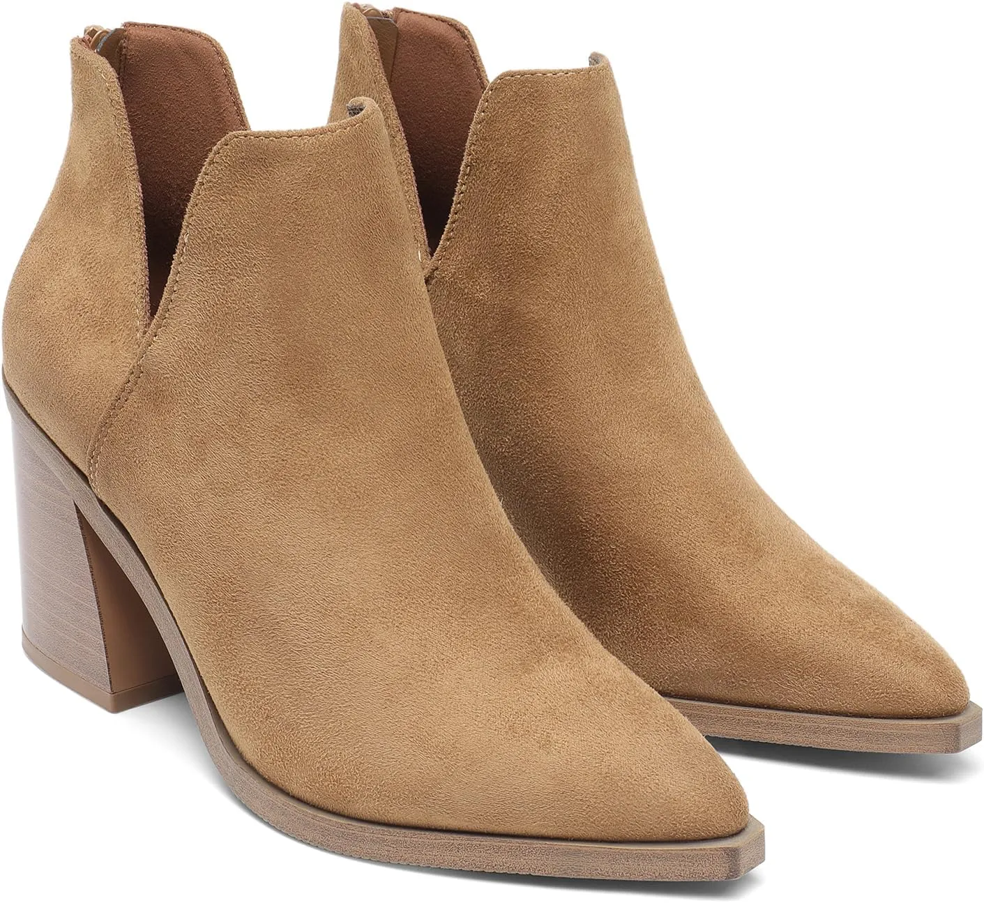 DREAM PAIRS Women's Ankle Boots Chunky Heel Pointed Toe Short Booties Shoes