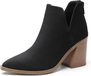 DREAM PAIRS Women's Ankle Boots Chunky Heel Pointed Toe Short Booties Shoes