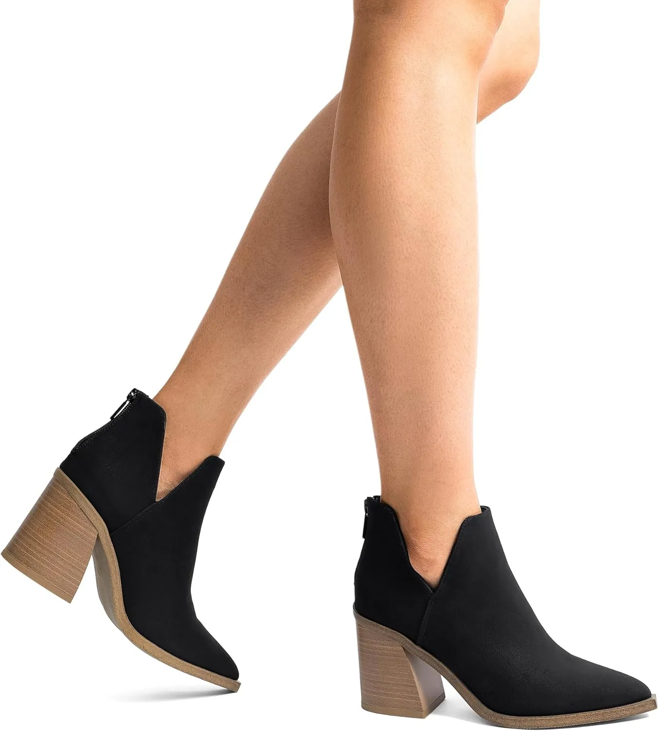 DREAM PAIRS Women's Ankle Boots Chunky Heel Pointed Toe Short Booties Shoes