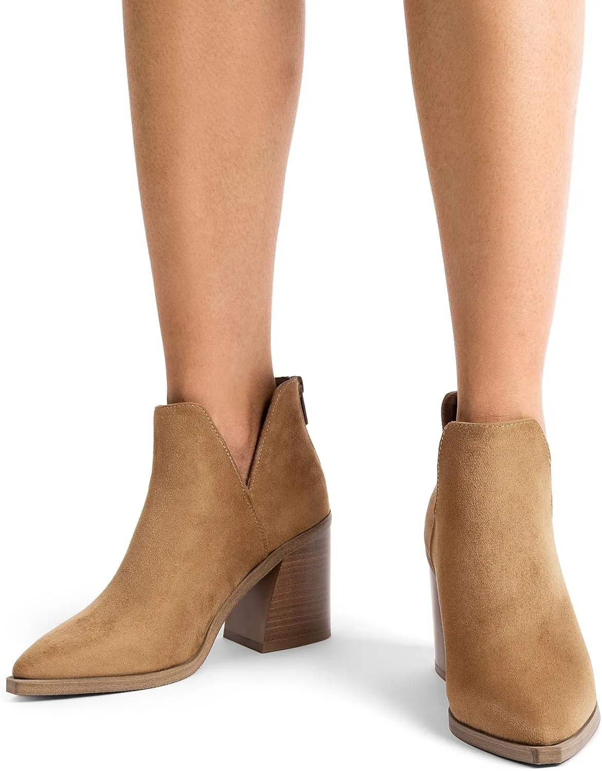 DREAM PAIRS Women's Ankle Boots Chunky Heel Pointed Toe Short Booties Shoes