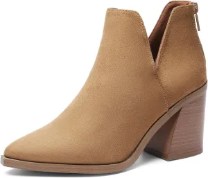 DREAM PAIRS Women's Ankle Boots Chunky Heel Pointed Toe Short Booties Shoes
