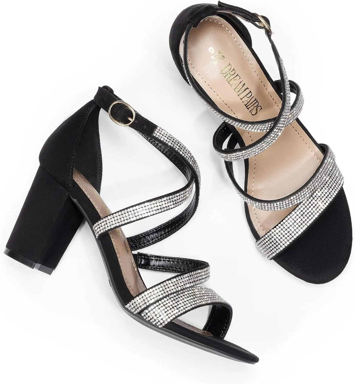 DREAM PAIRS Women’s Ankle Strap Dress Pump Low Chunky Heel Sandals