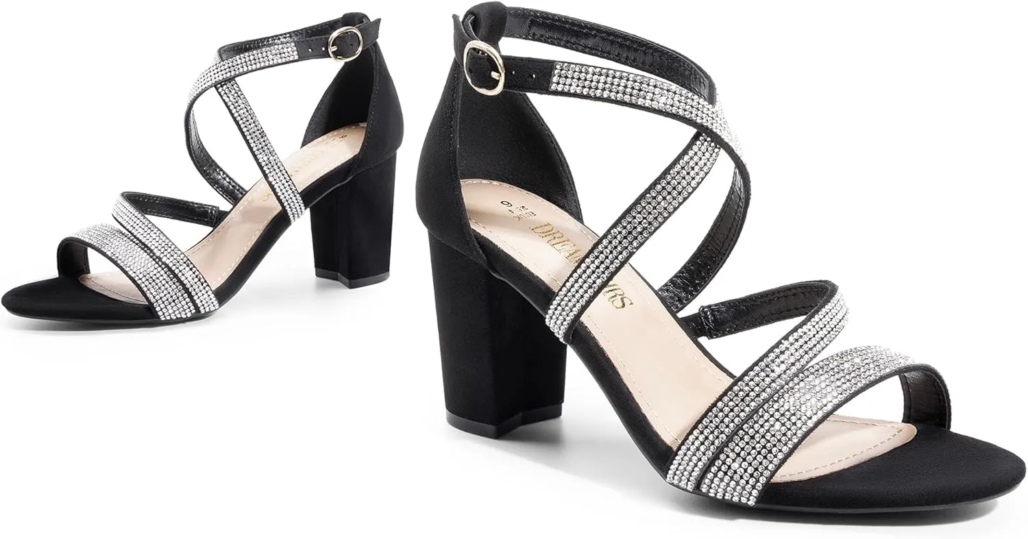 DREAM PAIRS Women’s Ankle Strap Dress Pump Low Chunky Heel Sandals