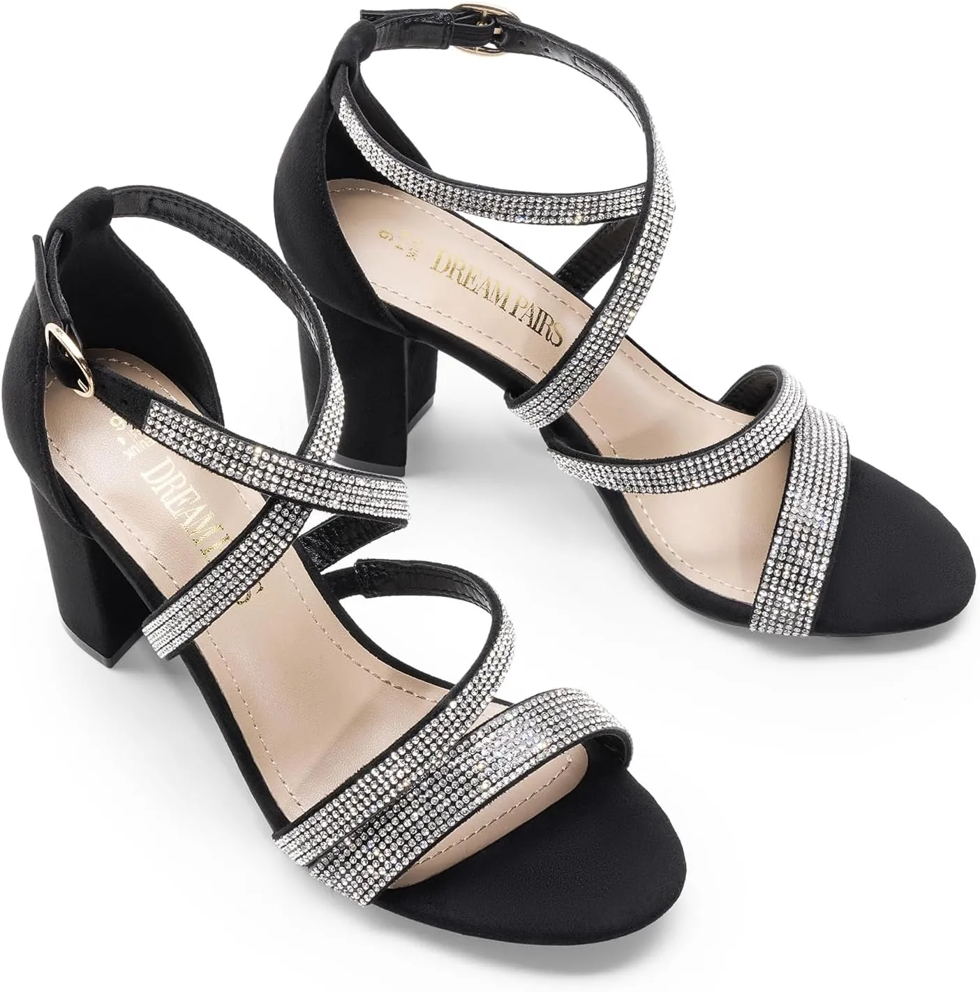 DREAM PAIRS Women’s Ankle Strap Dress Pump Low Chunky Heel Sandals
