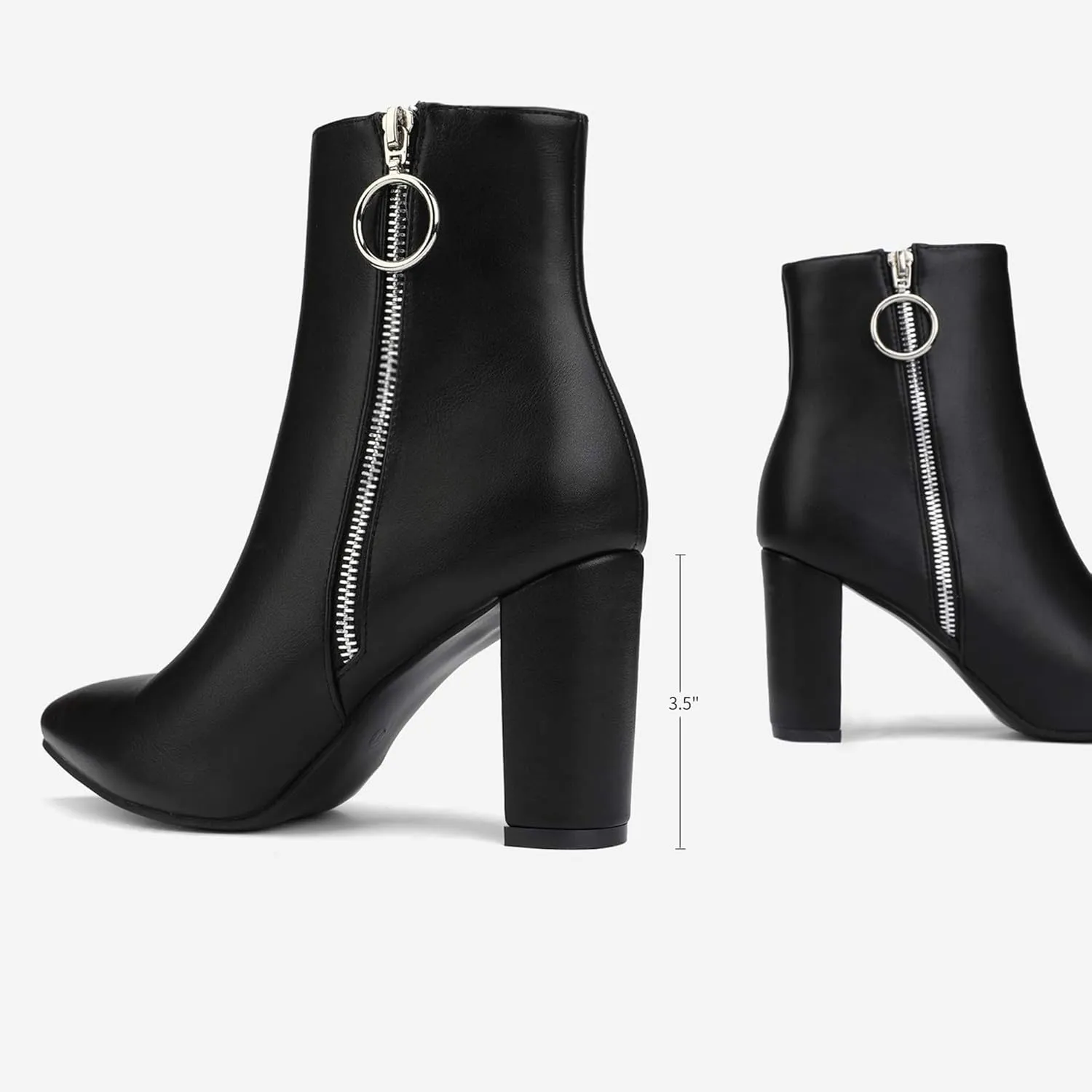DREAM PAIRS Women's Chunky Heel Ankle Booties Pointed Toe Short Boots
