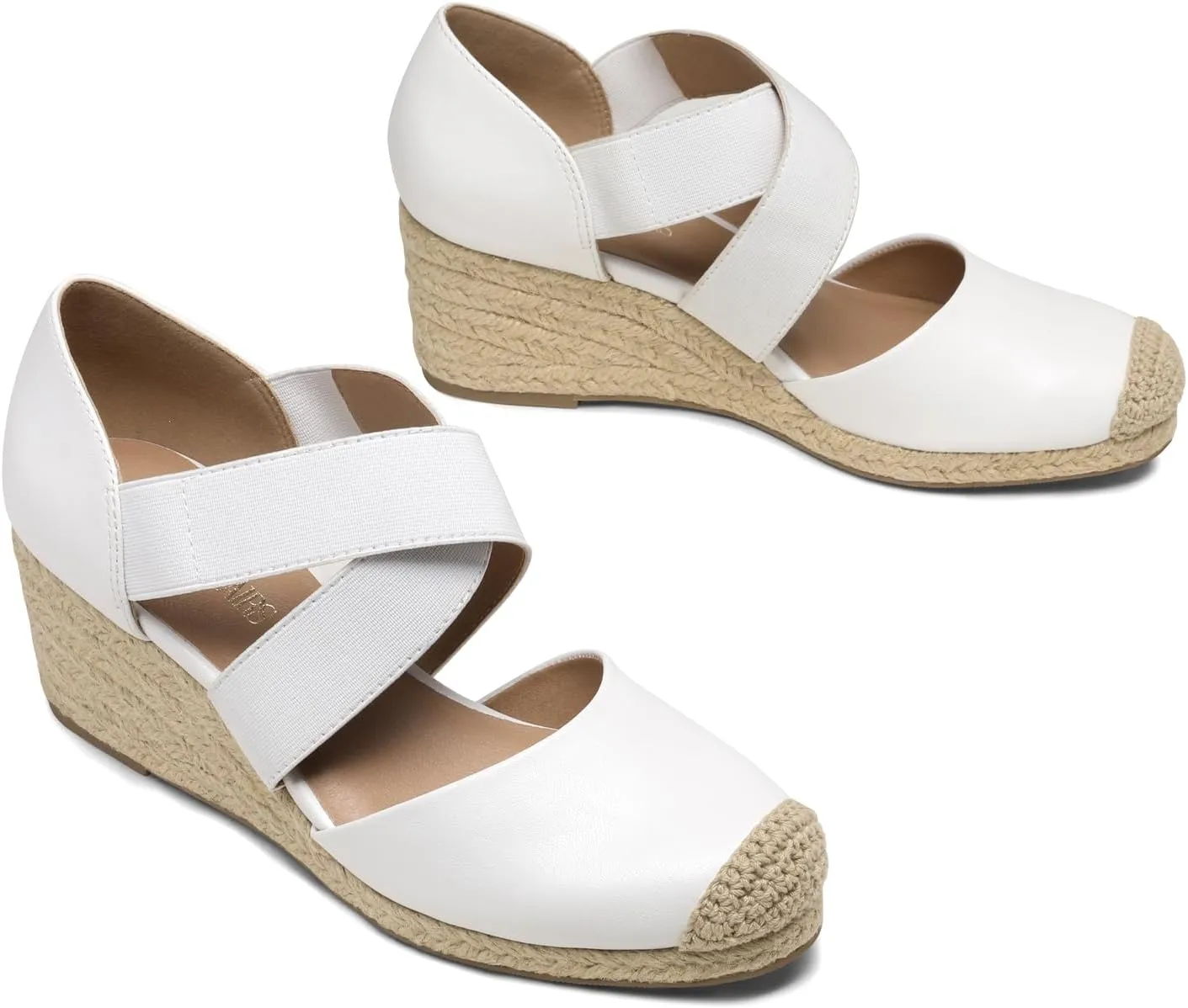 DREAM PAIRS Womens Close Toe Espadrilles Platform Slip on Elastic Criss Cross Straps Dressy Wedges Sandals