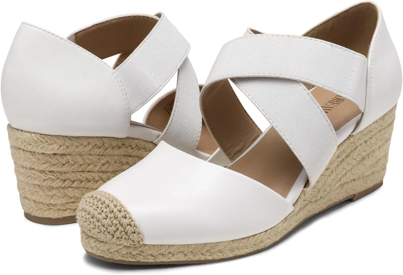 DREAM PAIRS Womens Close Toe Espadrilles Platform Slip on Elastic Criss Cross Straps Dressy Wedges Sandals