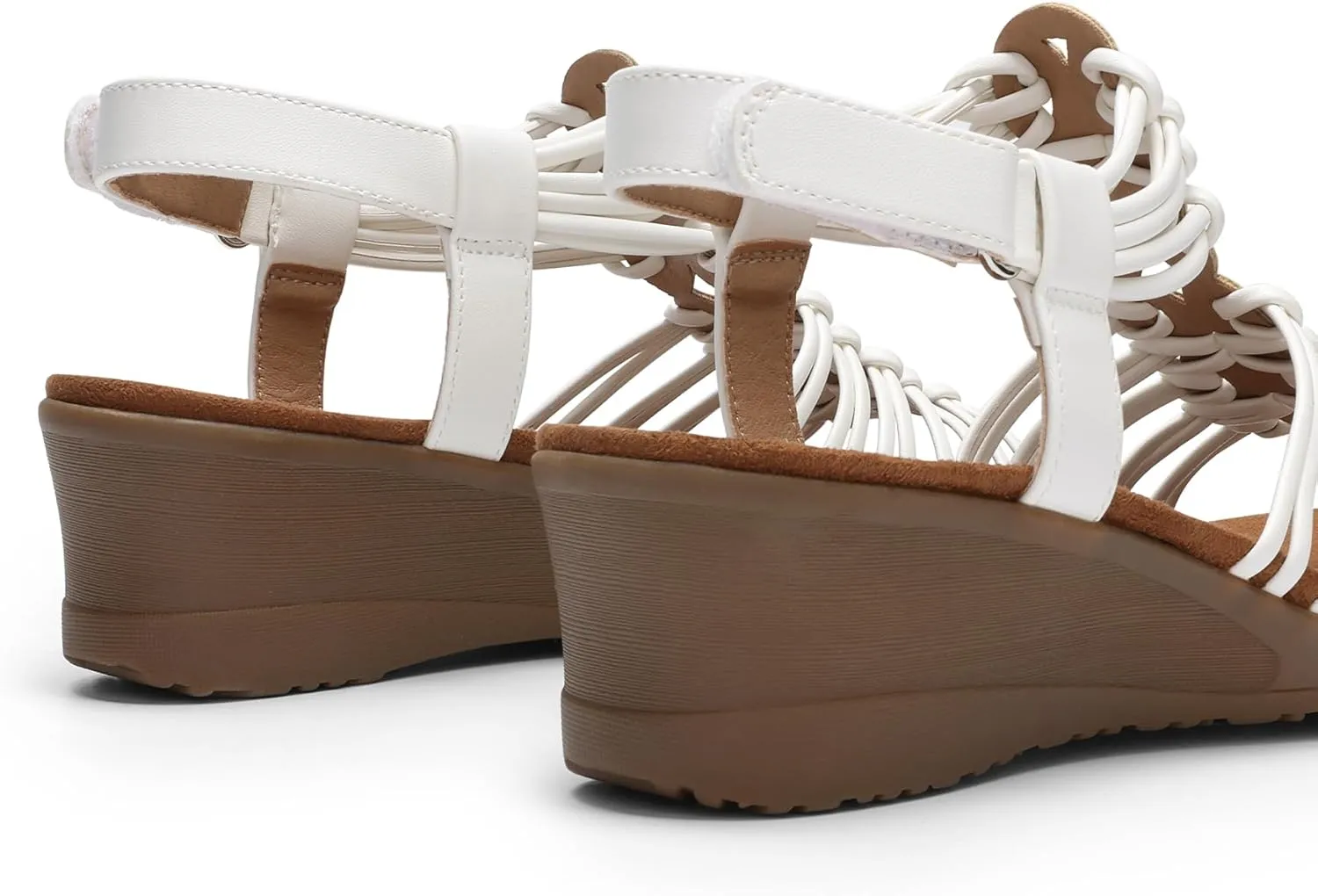 DREAM PAIRS Women's Comfortable Strappy Low Heel Open Toe Slip-On Wedge Sandals Arch Support for Summer Dressy Shoes