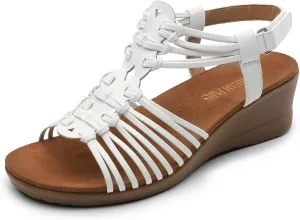 DREAM PAIRS Women's Comfortable Strappy Low Heel Open Toe Slip-On Wedge Sandals Arch Support for Summer Dressy Shoes