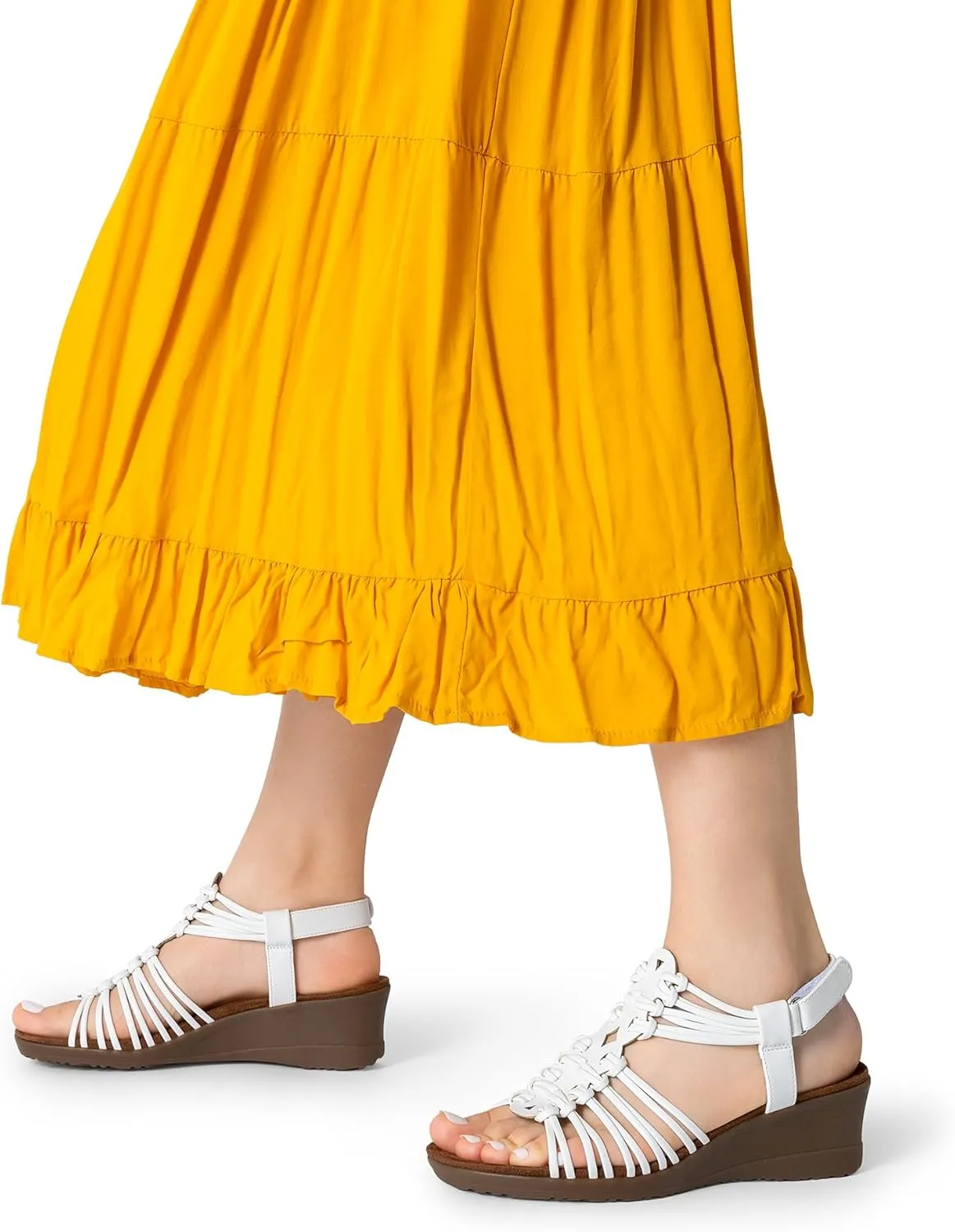 DREAM PAIRS Women's Comfortable Strappy Low Heel Open Toe Slip-On Wedge Sandals Arch Support for Summer Dressy Shoes