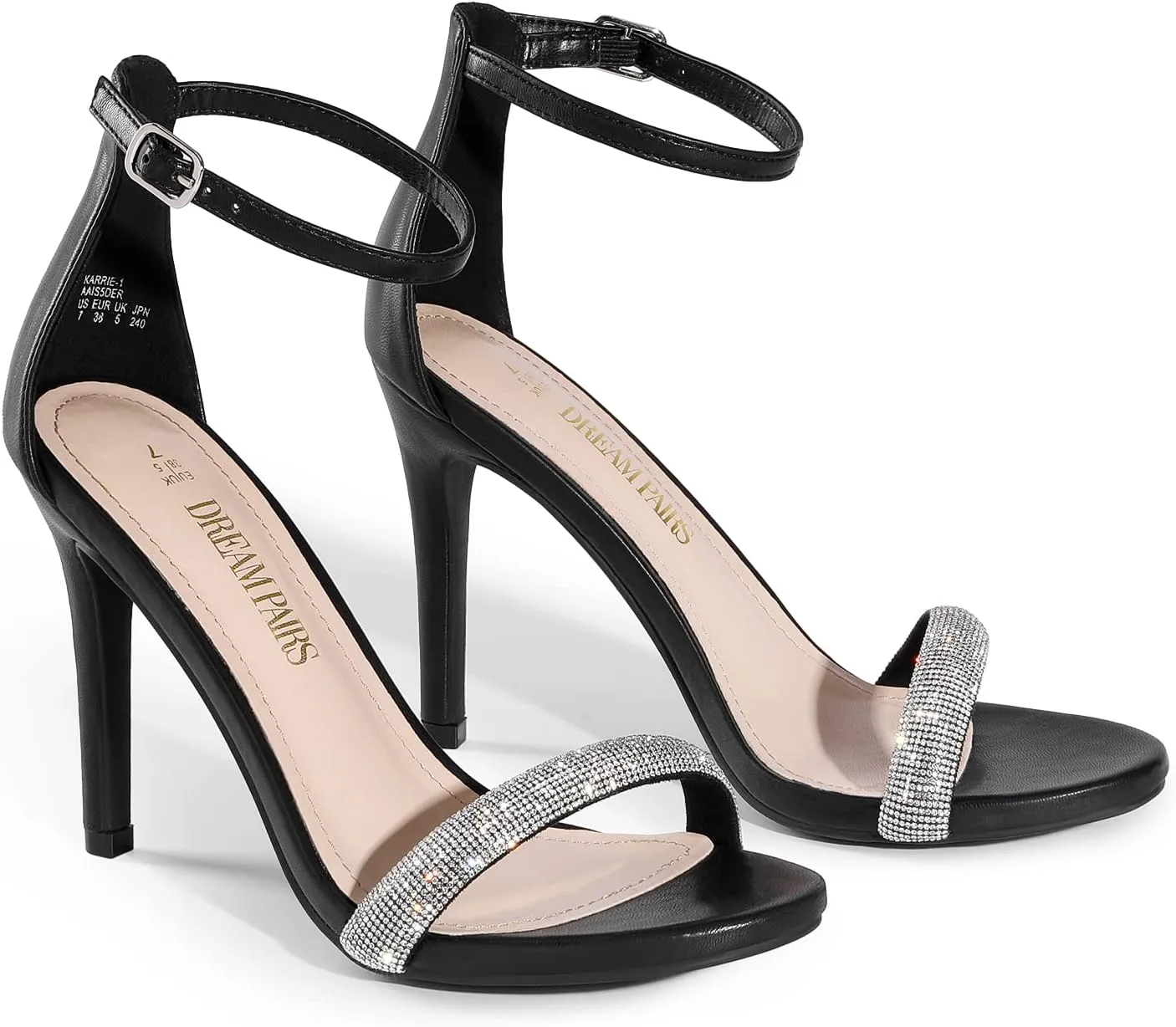DREAM PAIRS Women's High Heels Flower Ankle Strap Stilettos Round Open Toe Dressy Sexy Sandals