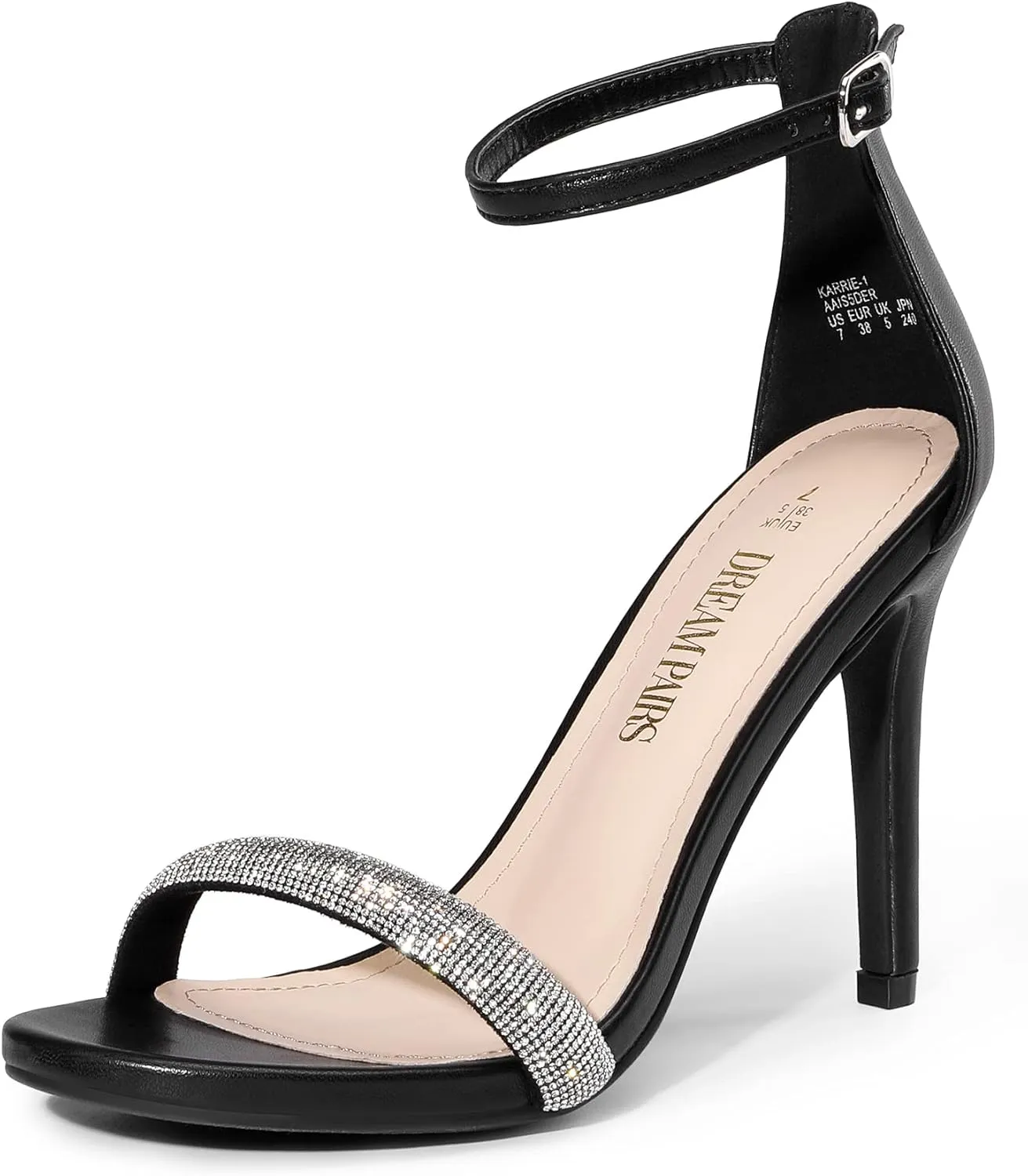 DREAM PAIRS Women's High Heels Flower Ankle Strap Stilettos Round Open Toe Dressy Sexy Sandals