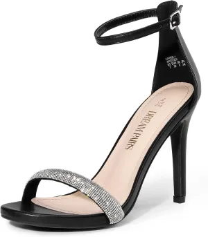 DREAM PAIRS Women's High Heels Flower Ankle Strap Stilettos Round Open Toe Dressy Sexy Sandals