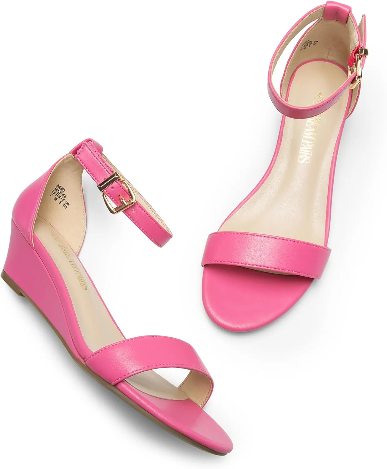 DREAM PAIRS Women's Ingrid Ankle Strap Low Wedge Sandal