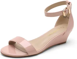 DREAM PAIRS Women's Ingrid Ankle Strap Low Wedge Sandal