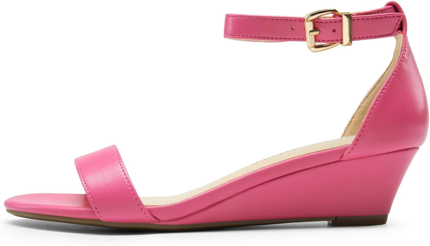 DREAM PAIRS Women's Ingrid Ankle Strap Low Wedge Sandal