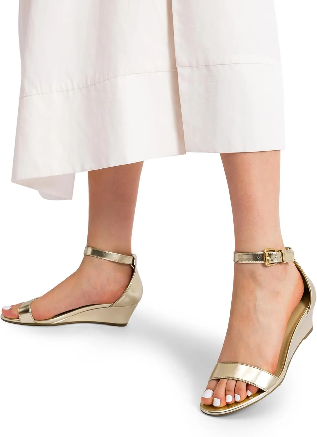 DREAM PAIRS Women's Ingrid Ankle Strap Low Wedge Sandal