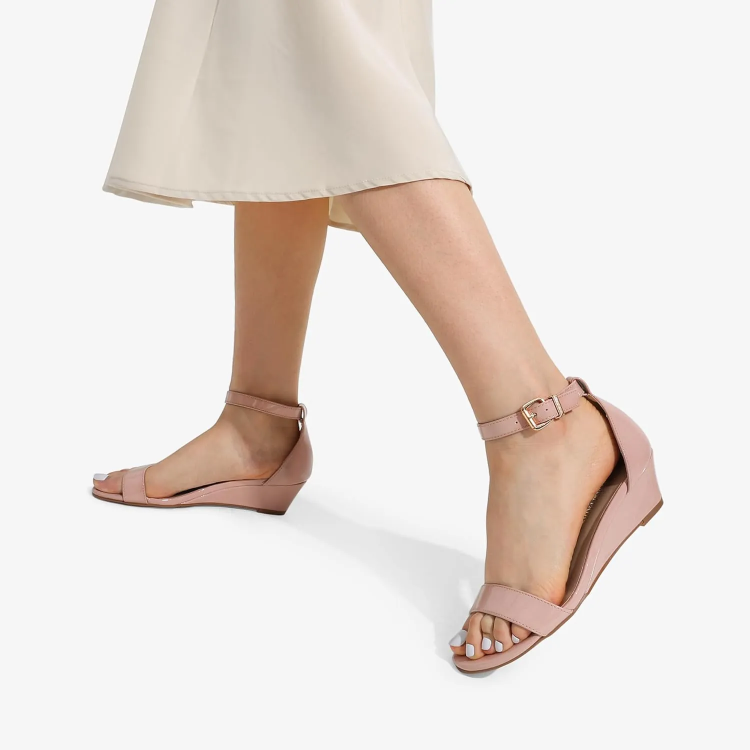 DREAM PAIRS Women's Ingrid Ankle Strap Low Wedge Sandal
