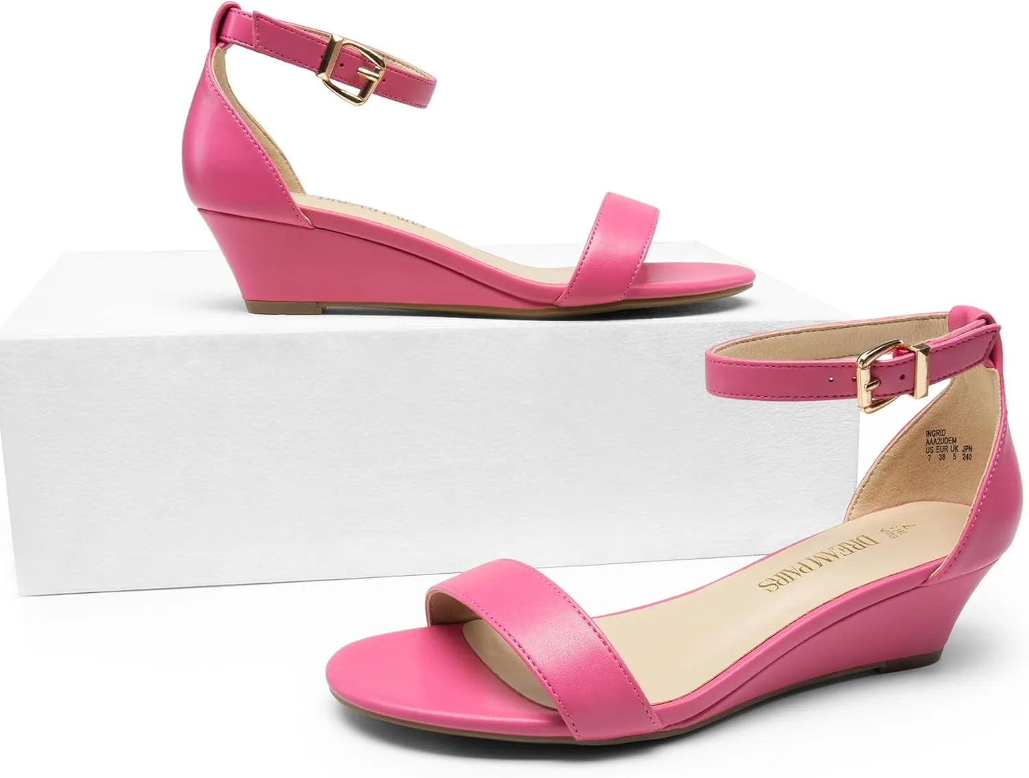 DREAM PAIRS Women's Ingrid Ankle Strap Low Wedge Sandal