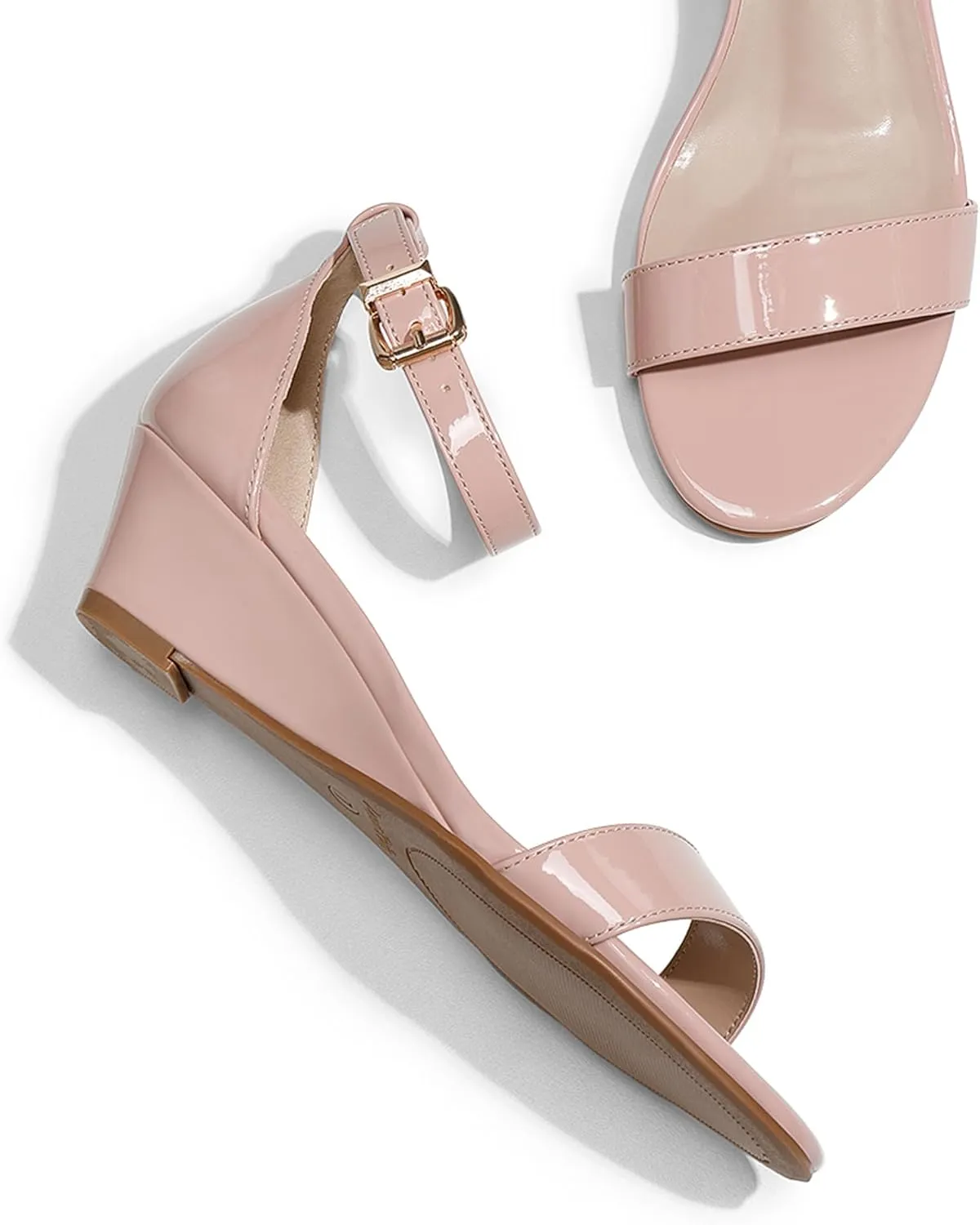 DREAM PAIRS Women's Ingrid Ankle Strap Low Wedge Sandal