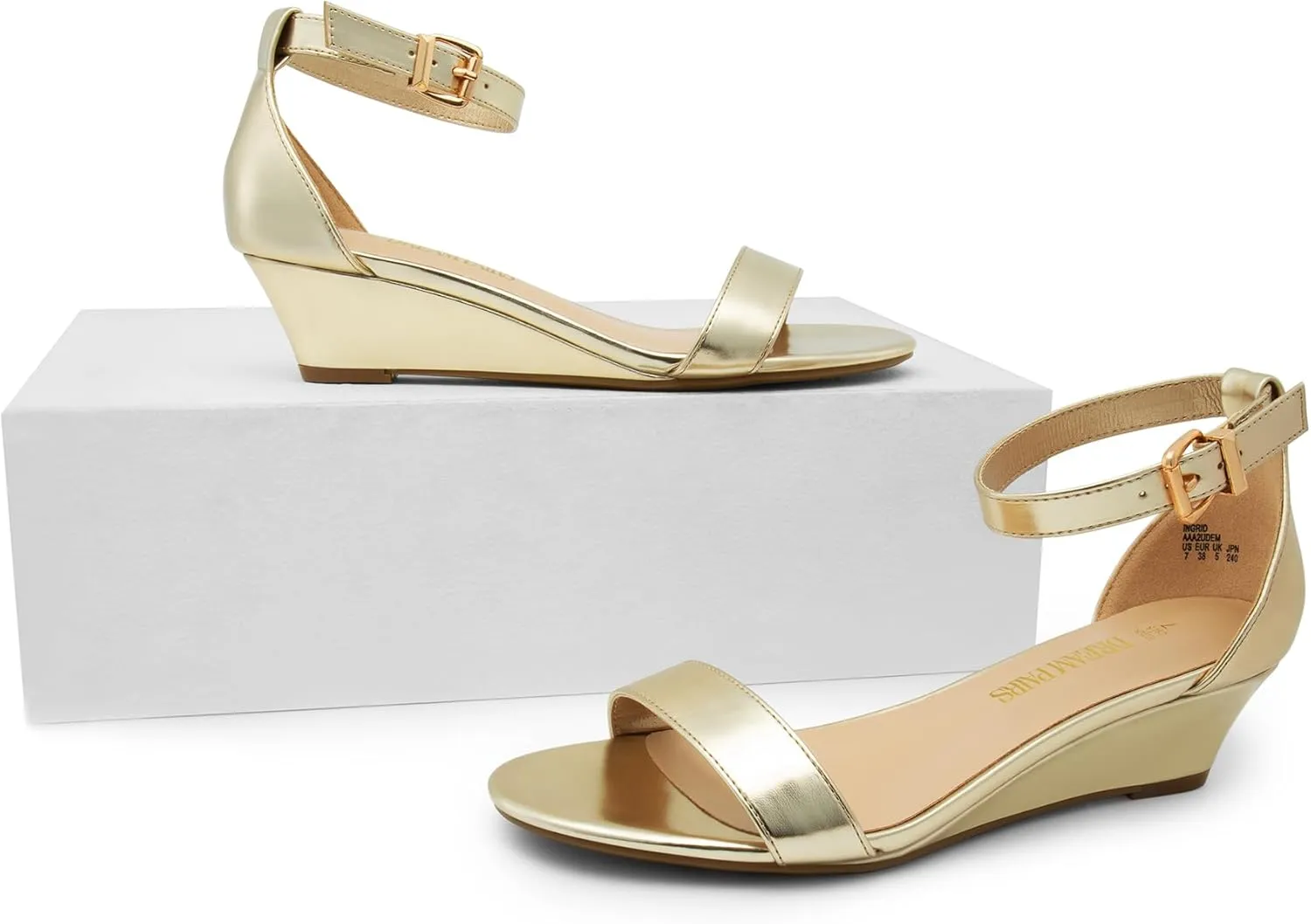 DREAM PAIRS Women's Ingrid Ankle Strap Low Wedge Sandal