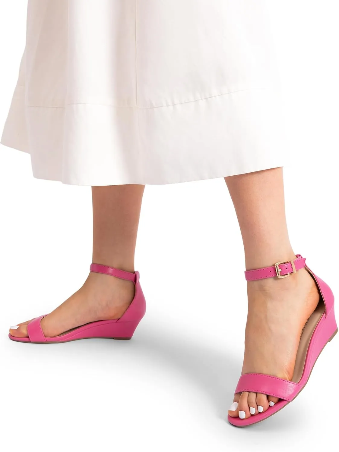 DREAM PAIRS Women's Ingrid Ankle Strap Low Wedge Sandal