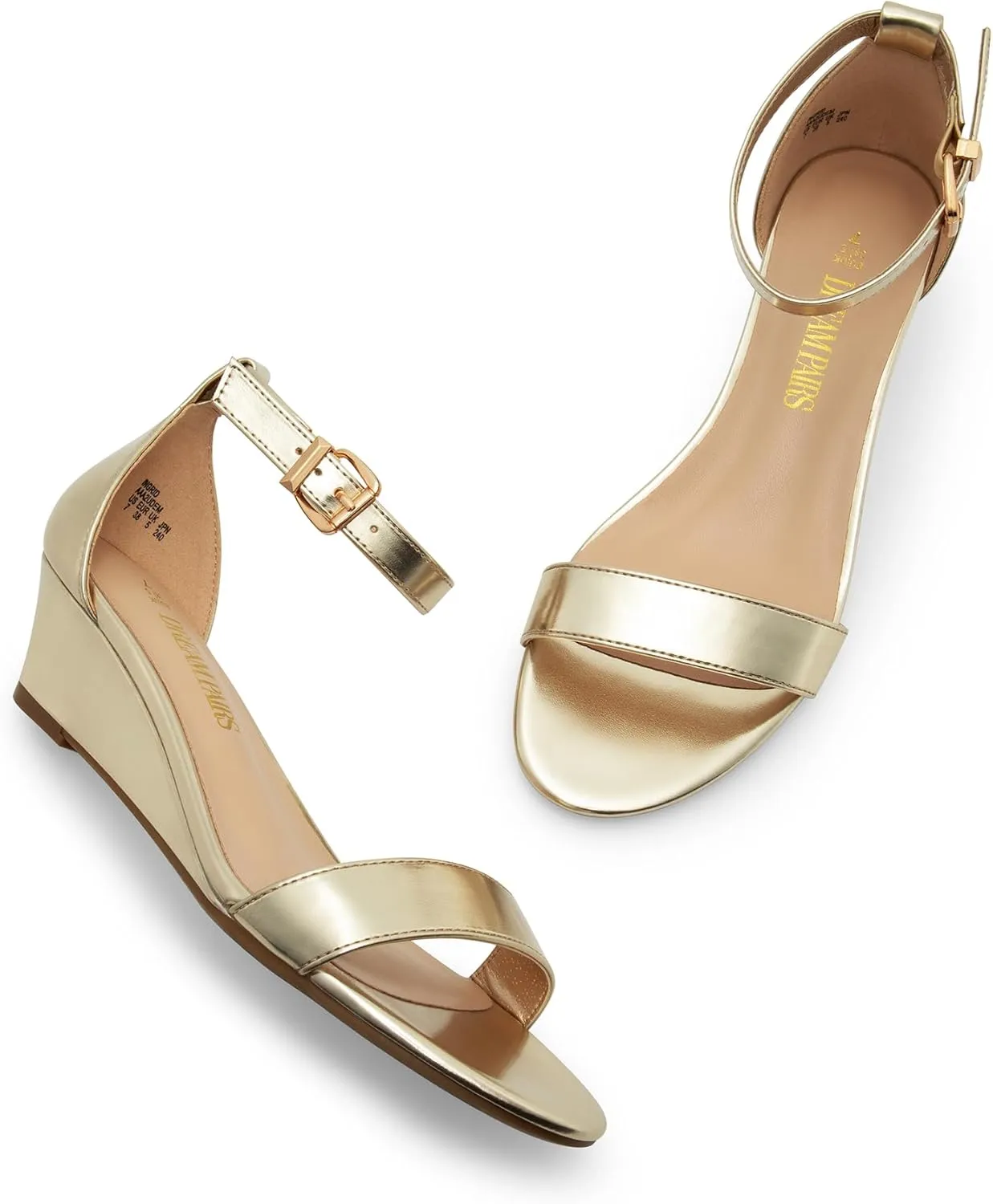 DREAM PAIRS Women's Ingrid Ankle Strap Low Wedge Sandal