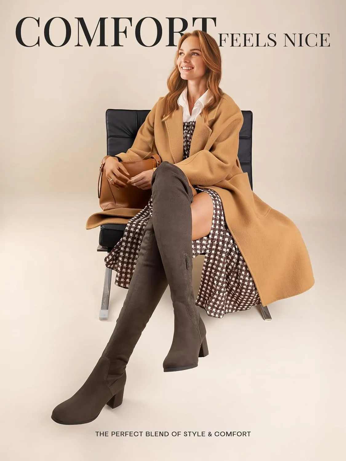 DREAM PAIRS Women's Laurence Over The Knee Thigh High Chunky Heel Boots Long Stretch Sexy Fall Boots