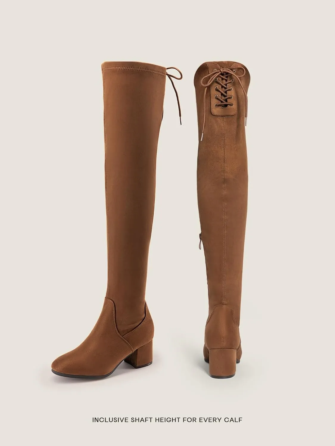 DREAM PAIRS Women's Laurence Over The Knee Thigh High Chunky Heel Boots Long Stretch Sexy Fall Boots