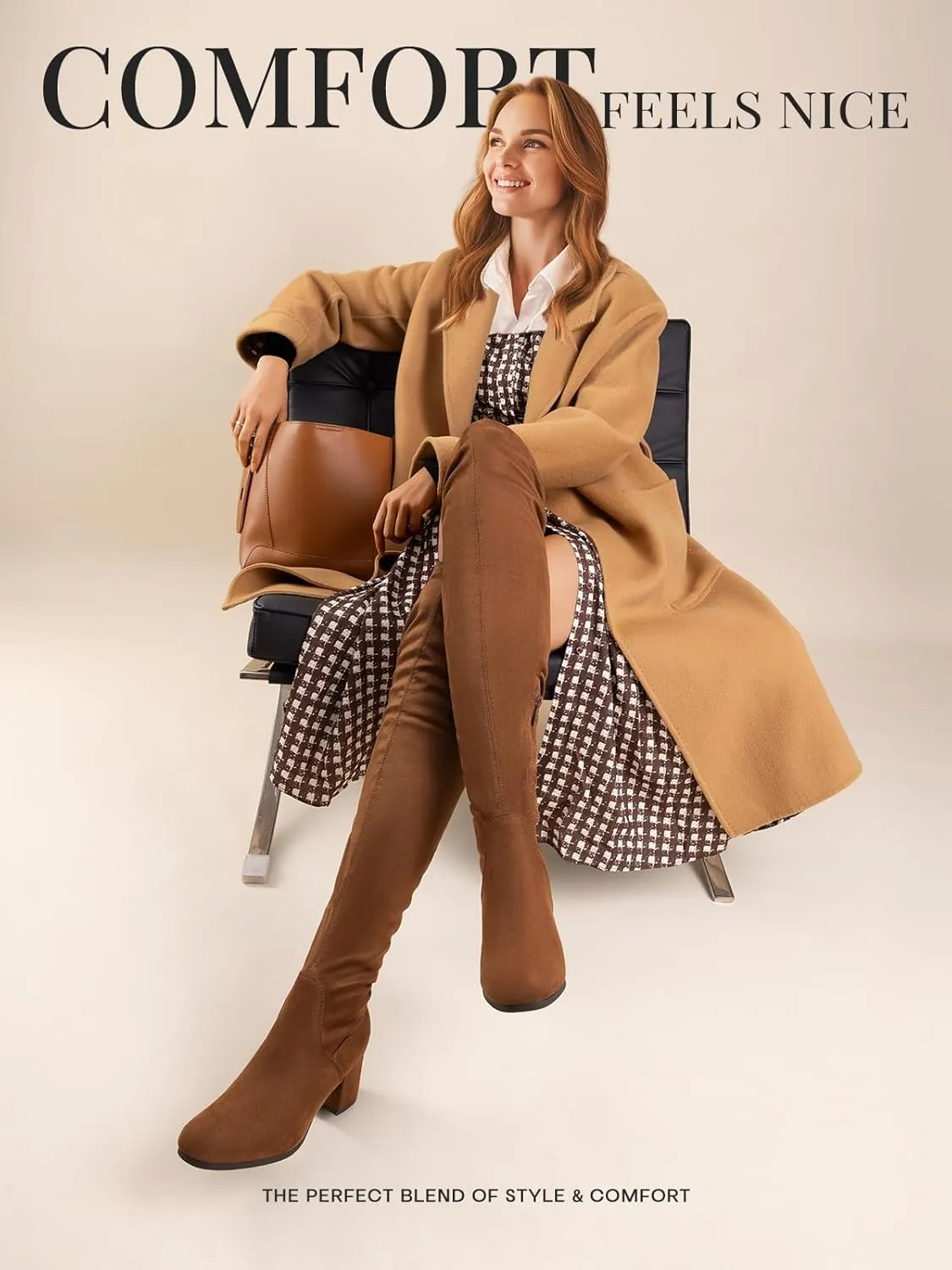 DREAM PAIRS Women's Laurence Over The Knee Thigh High Chunky Heel Boots Long Stretch Sexy Fall Boots
