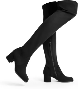 DREAM PAIRS Women's Laurence Over The Knee Thigh High Chunky Heel Boots Long Stretch Sexy Fall Boots