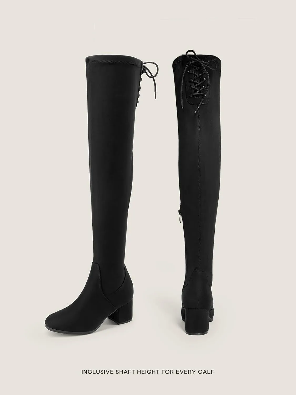 DREAM PAIRS Women's Laurence Over The Knee Thigh High Chunky Heel Boots Long Stretch Sexy Fall Boots