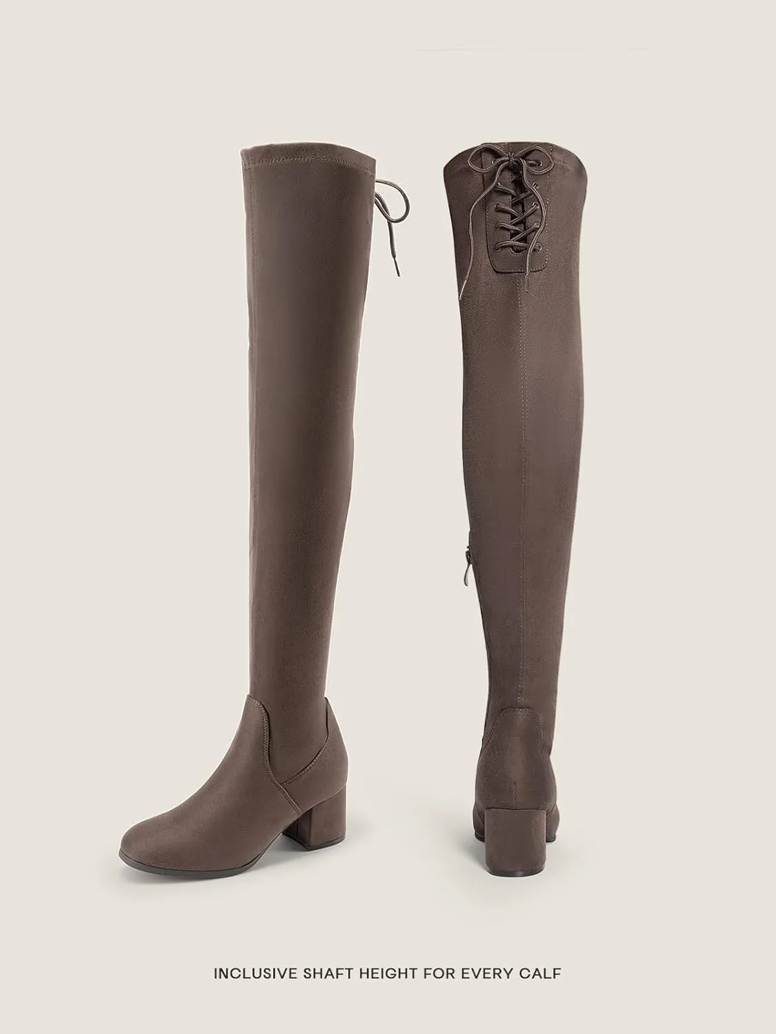 DREAM PAIRS Women's Laurence Over The Knee Thigh High Chunky Heel Boots Long Stretch Sexy Fall Boots