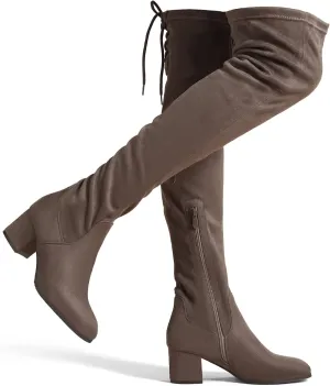 DREAM PAIRS Women's Laurence Over The Knee Thigh High Chunky Heel Boots Long Stretch Sexy Fall Boots