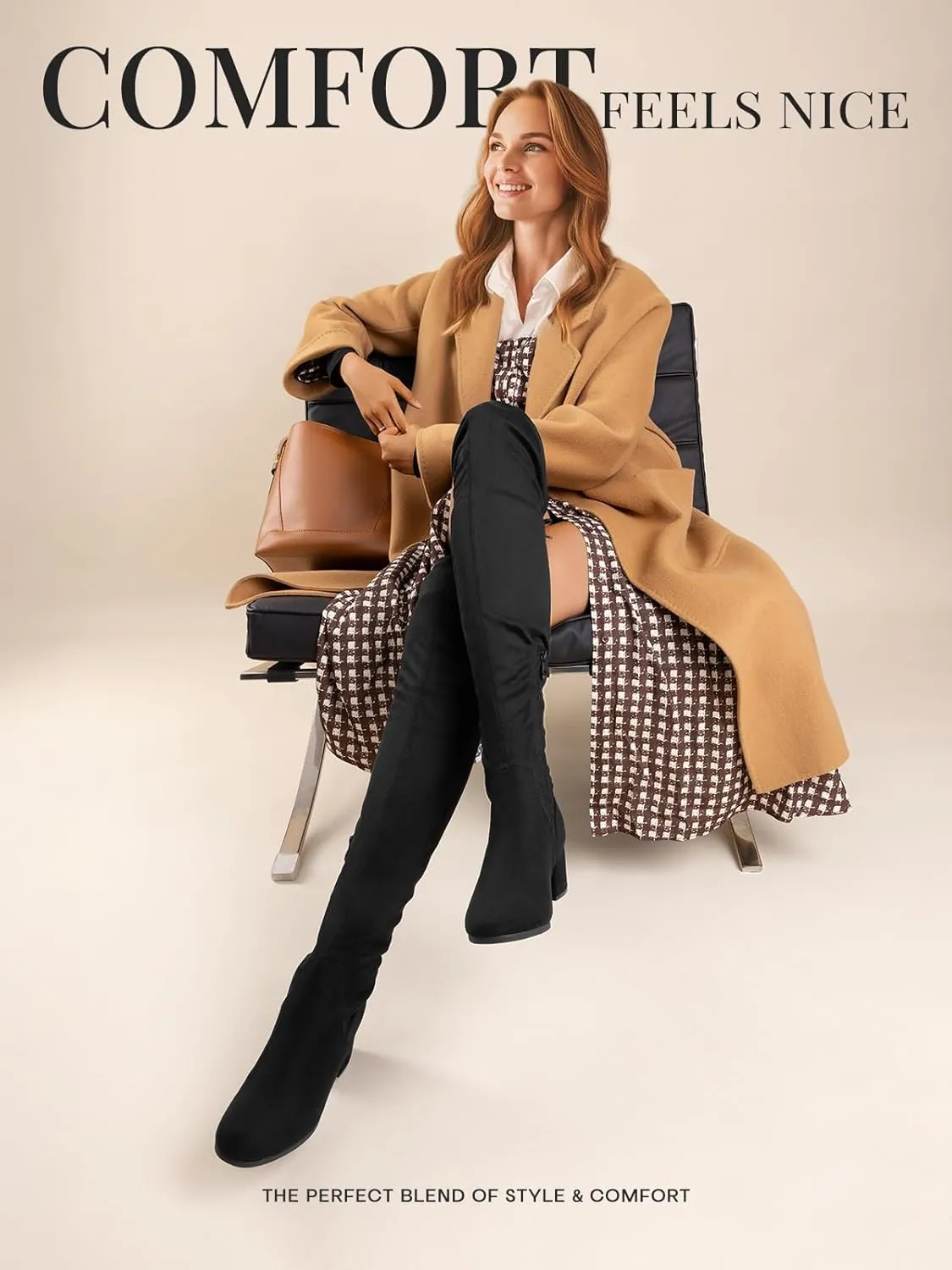 DREAM PAIRS Women's Laurence Over The Knee Thigh High Chunky Heel Boots Long Stretch Sexy Fall Boots