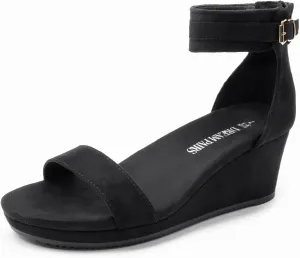 DREAM PAIRS Women's Open Toe Buckle Ankle Strap Platform Wedge Sandals Summer Shoes.