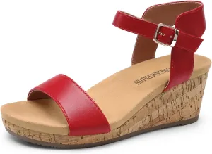DREAM PAIRS Women's Open Toe Buckle Ankle Strap Platform Wedge Sandals