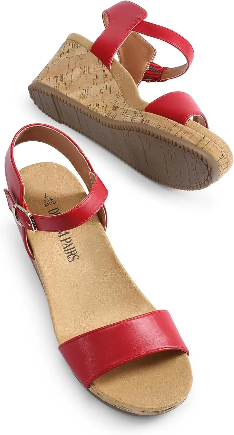 DREAM PAIRS Women's Open Toe Buckle Ankle Strap Platform Wedge Sandals