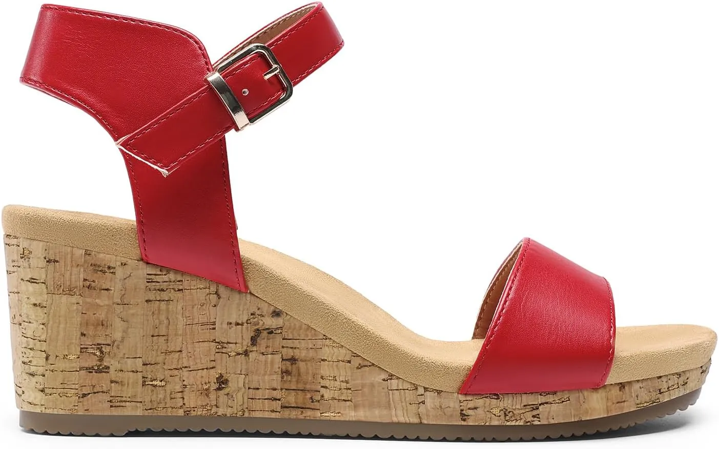 DREAM PAIRS Women's Open Toe Buckle Ankle Strap Platform Wedge Sandals