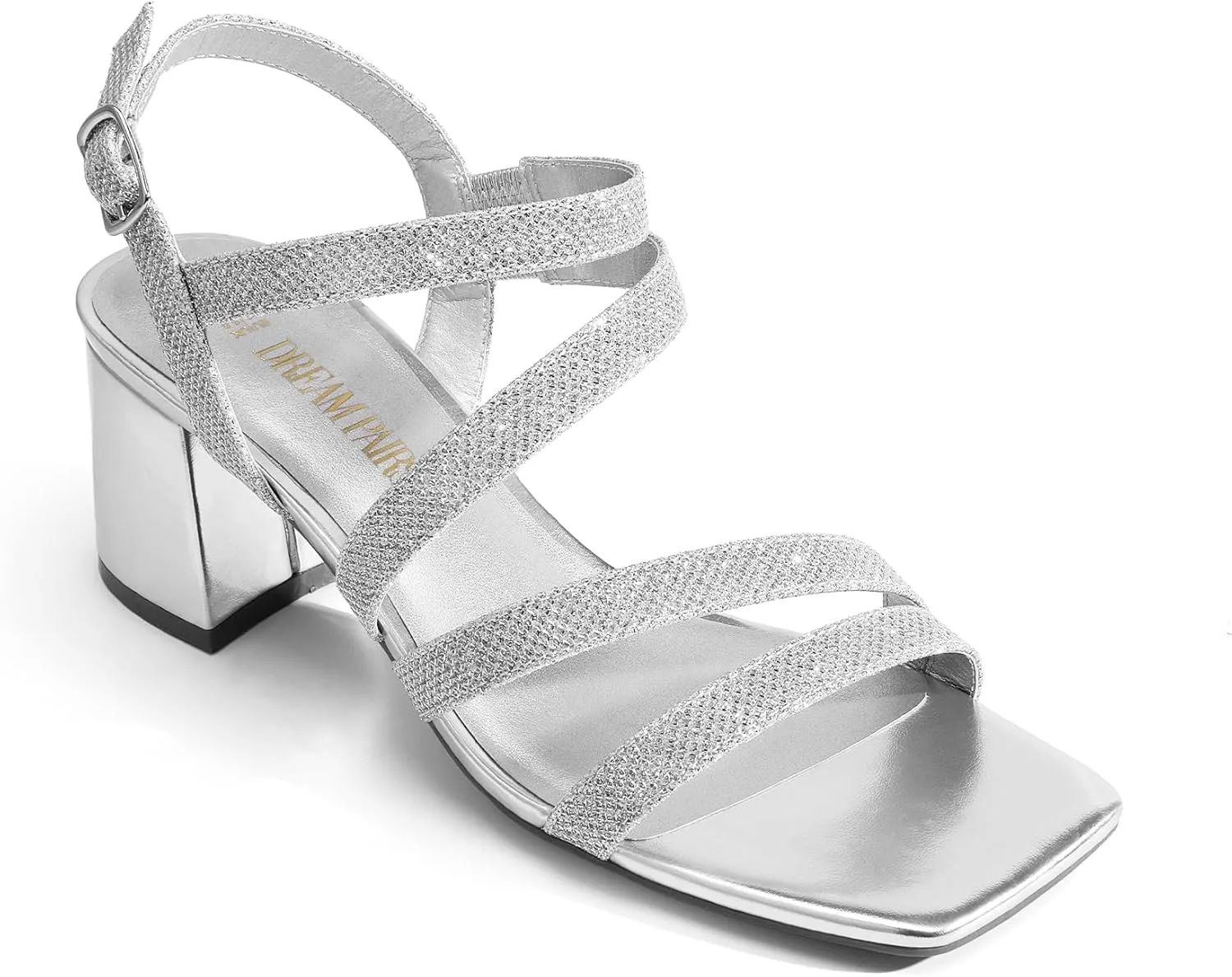 DREAM PAIRS Women's Strappy Chunky Heels Low Block Square Open Toe Sandals Dress Party Shoes