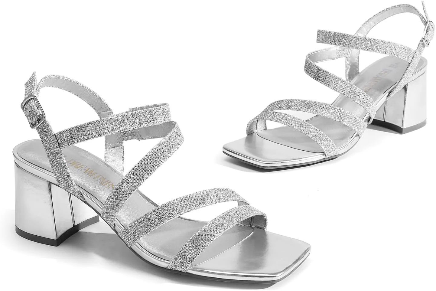 DREAM PAIRS Women's Strappy Chunky Heels Low Block Square Open Toe Sandals Dress Party Shoes
