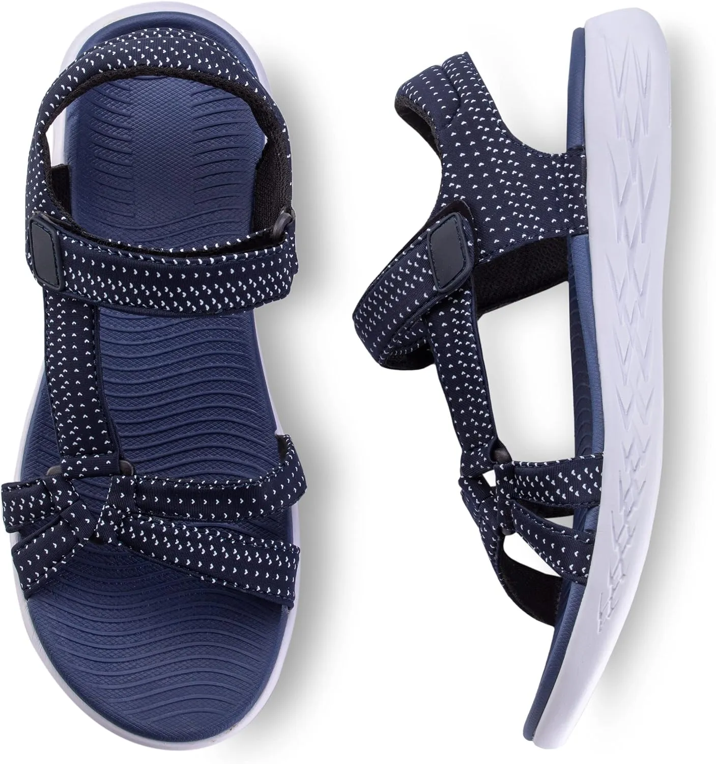 Dressy and Casual Cute Summer Sandals for Women - Ladies Beach Sandals with Breathable Fabric, Hook and Loop Secure Adjustable Straps, Comfortable and Thick Non-Slip Sole, All Day Walking Sandals