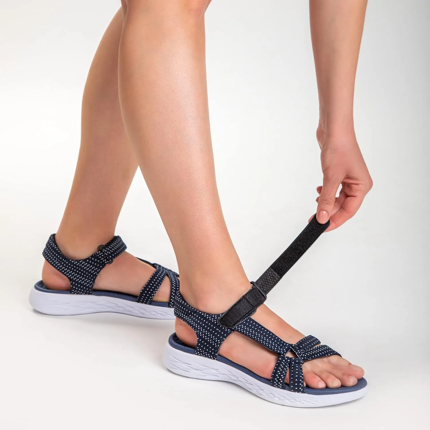 Dressy and Casual Cute Summer Sandals for Women - Ladies Beach Sandals with Breathable Fabric, Hook and Loop Secure Adjustable Straps, Comfortable and Thick Non-Slip Sole, All Day Walking Sandals